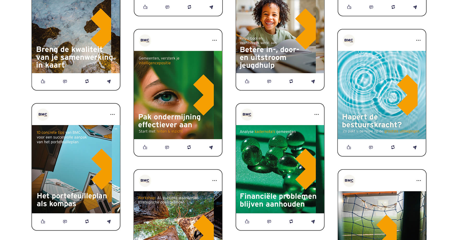 LinkedIn posts en carrousels voor BMC door Flair Design